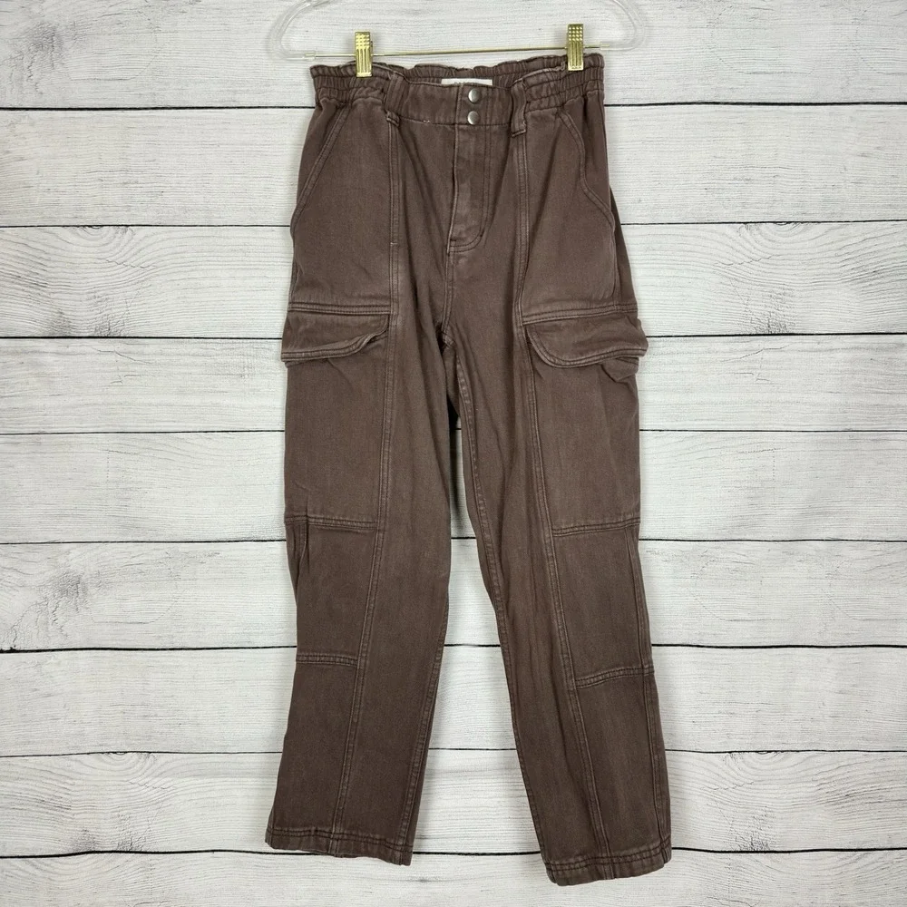 Pacsun‎ Brown Elastic Waist Cargo Pants Womens Size Medium Utility Baggy